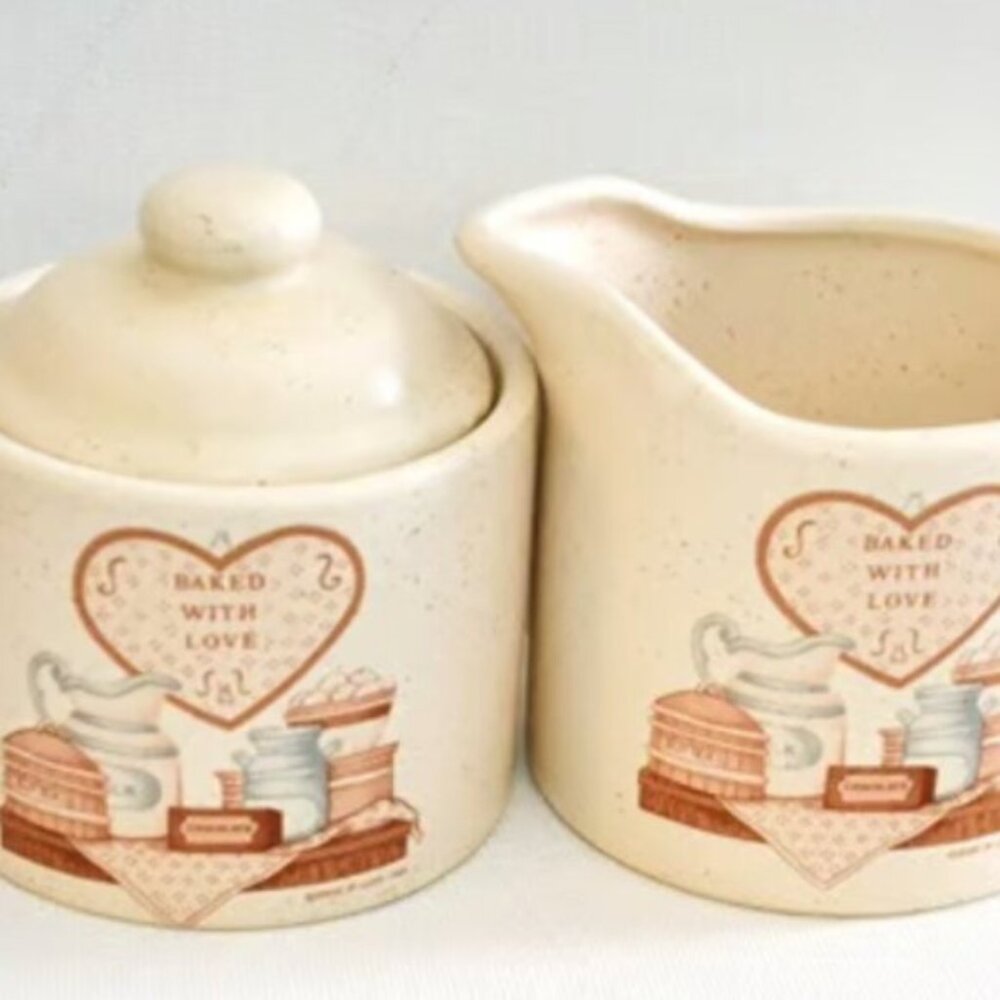 Vintage House Of LLoyd Baked With Love Creamer Sugar 1989 Dining Serveware